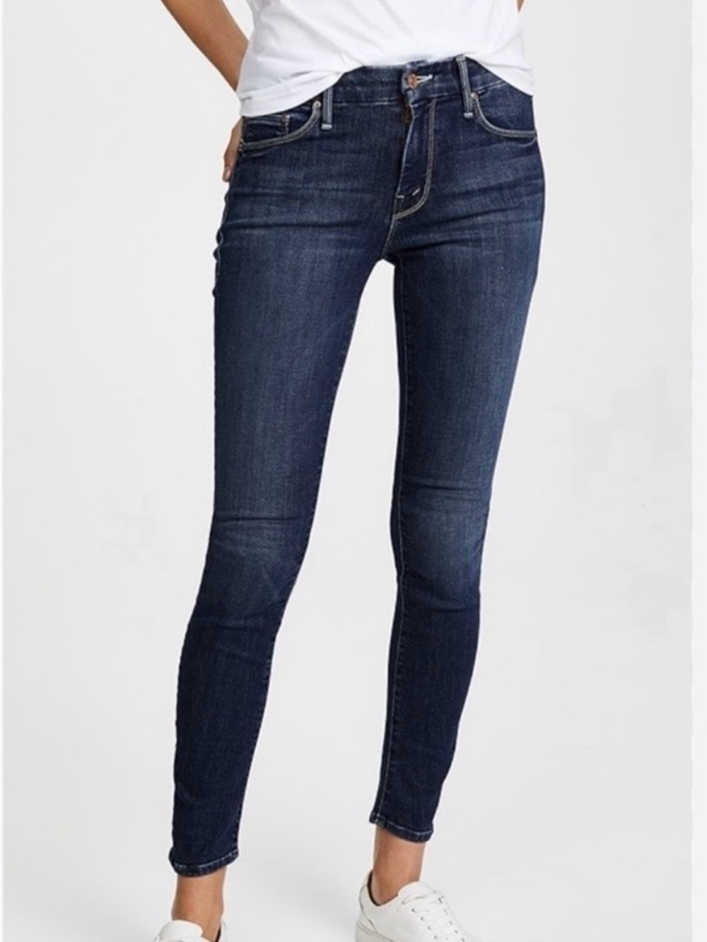 MOTHER “The Looker” Mid Waist Skinny “No Play” Dk Blue 27 Premium Like New Slim - Picture 2 of 8